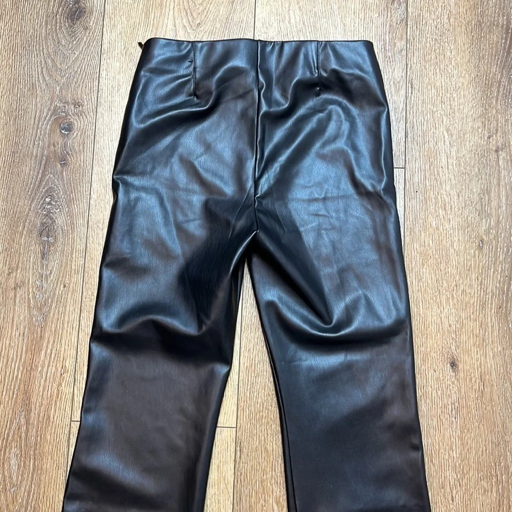 Zara Black Faux Leather Straight Pants Size M